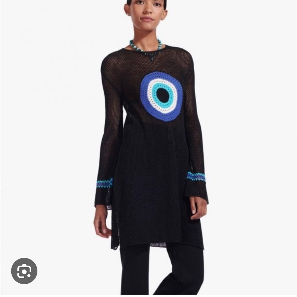 STAUD evil eye maratea crochet cover up / tunic dress